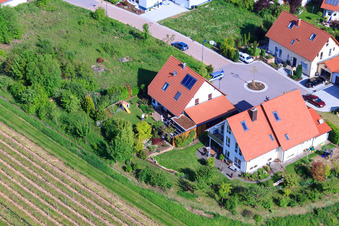 In the sentence in the district Mörzheim in Landau in der Pfalz in the state Rhineland-Palatinate, Germany seen from a drone
