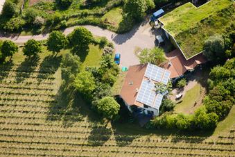 Oblique view of Bioland Winery Marzolph in the district Wollmesheim in Landau in der Pfalz in the state Rhineland-Palatinate, Germany