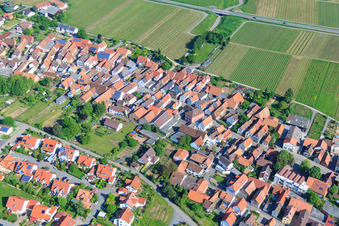 Aerial photograpy of Village view from the southeast in the district Wollmesheim in Landau in der Pfalz in the state Rhineland-Palatinate, Germany