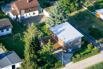 Aerial view of Speyerstr in the district Schaidt in Wörth am Rhein in the state Rhineland-Palatinate, Germany