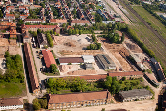 Siebenpfeiffer-Allee and Fritz Siegel-Straße with preparatory construction measures for the Landau State Garden Show in Landau in der Pfalz in the state Rhineland-Palatinate, Germany