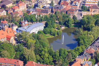 Swan Pond at the Parkhotel Landau in Landau in der Pfalz in the state Rhineland-Palatinate, Germany