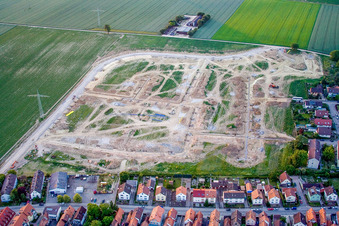 Aerial view of New development area Am Höhenweg under development in Kandel in the state Rhineland-Palatinate, Germany