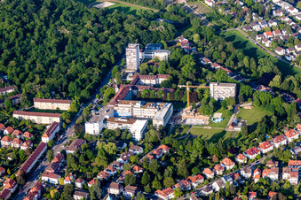 Construction site for a health center and medical center Ev. Diakonissenanstalt Karlsruhe-Rueppurr in the district Rueppurr in Karlsruhe in the state Baden-Wurttemberg, Germany
