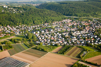 From the northwest in the district Wolfartsweier in Karlsruhe in the state Baden-Wuerttemberg, Germany