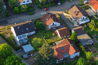 Aerial view of Gerberastraße 4 in the district Stupferich in Karlsruhe in the state Baden-Wuerttemberg, Germany