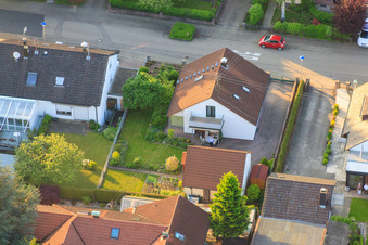 Bird's eye view of Gerberastraße 4 in the district Stupferich in Karlsruhe in the state Baden-Wuerttemberg, Germany
