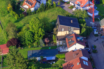 Gerbera Street in the district Stupferich in Karlsruhe in the state Baden-Wuerttemberg, Germany seen from a drone