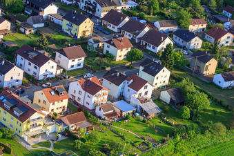 Oblique view of Gerbera Street in the district Stupferich in Karlsruhe in the state Baden-Wuerttemberg, Germany