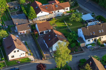 Gerberastraße 4 in the district Stupferich in Karlsruhe in the state Baden-Wuerttemberg, Germany seen from a drone