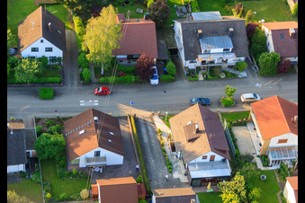 Gerberastraße 4 in the district Stupferich in Karlsruhe in the state Baden-Wuerttemberg, Germany from the plane