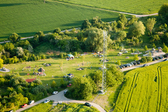 Barbecue area at the Karlovy Vary motorway exit in the district Stupferich in Karlsruhe in the state Baden-Wuerttemberg, Germany