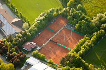 Aerial view of Reichenbach, Tennis Club Waldbronn e. V in the district Busenbach in Waldbronn in the state Baden-Wuerttemberg, Germany