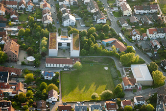 Aerial photograpy of Anne Frank School in the district Busenbach in Waldbronn in the state Baden-Wuerttemberg, Germany