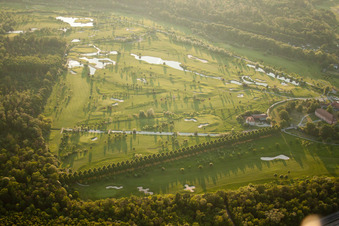 Aerial view of Golf Club Hofgut Scheibenhardt eV in the district Beiertheim-Bulach in Karlsruhe in the state Baden-Wuerttemberg, Germany