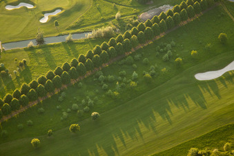 Oblique view of Golf Club Hofgut Scheibenhardt eV in the district Beiertheim-Bulach in Karlsruhe in the state Baden-Wuerttemberg, Germany