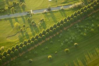 Aerial view of Grounds of the Golf course at Golfclub Hofgut Scheibenhardt e.V in Karlsruhe in the state Baden-Wurttemberg