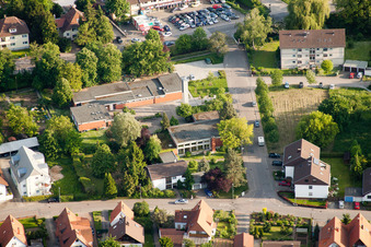 Aerial view of Protestant Kindergarten One World in Wiesloch in the state Baden-Wuerttemberg, Germany