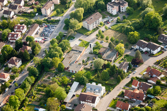 Christ Community in Wiesloch in the state Baden-Wuerttemberg, Germany from above