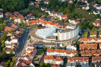 Aerial view of Complex of the hotel building Best Western Plus Palatin Kongress Hotel in Wiesloch in the state Baden-Wurttemberg, Germany