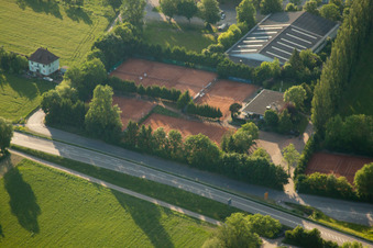 Aerial view of Tennis Club Rot Weiss eV in Wiesloch in the state Baden-Wuerttemberg, Germany