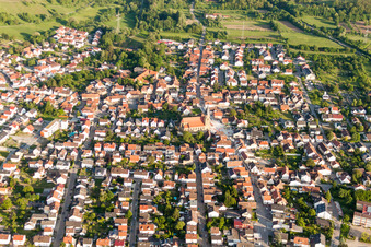 Town View of the streets and houses of the residential areas in Rauenberg in the state Baden-Wurttemberg, Germany