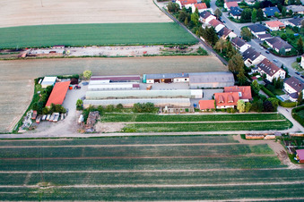 Aerial photograpy of Kugelmann organic farm in Kandel in the state Rhineland-Palatinate, Germany