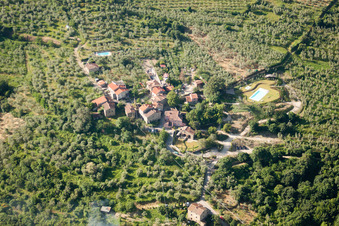 Aerial view of Santa Cristina in the state Tuscany, Italy