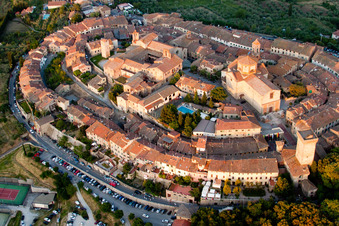 Oblique view of Old town area and city center in Lucignano in the state Arezzo, Italy