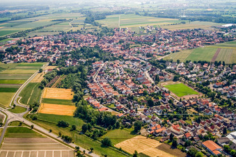 Aerial photograpy of View of the town from the west in Hatzenbühl in the state Rhineland-Palatinate, Germany