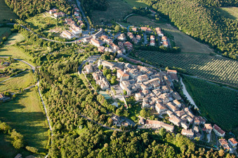 Aerial view of Trequanda in the state Siena, Italy