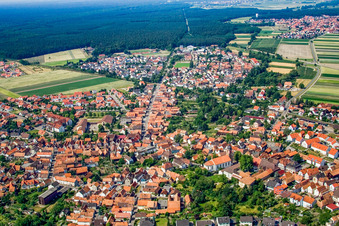 View of the town from the northeast in Rheinzabern in the state Rhineland-Palatinate, Germany