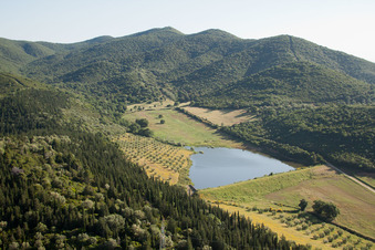 Aerial view of Macchiascandona in the state Tuscany, Italy