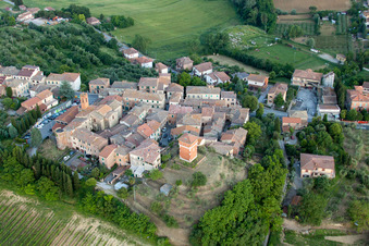 Aerial view of Valiano in the state Tuscany, Italy