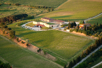 Valiano in the state Tuscany, Italy from above