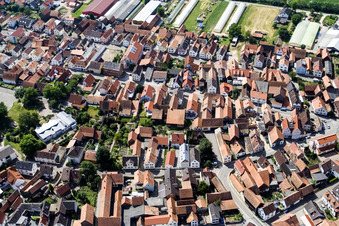 Village overview in Neupotz in the state Rhineland-Palatinate, Germany