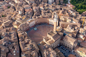 Piazza del Campo market square in the city center in Siena in the state Siena, Italy