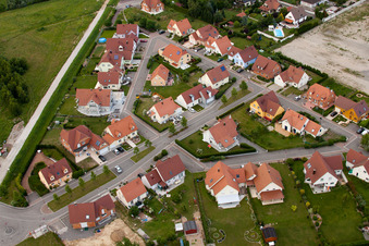 Aerial view of Site of the old supermarket in Lauterbourg in the state Bas-Rhin, France