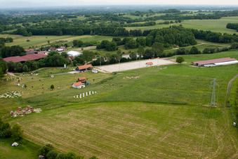 Haras de la Neée in Neewiller-près-Lauterbourg in the state Bas-Rhin, France from a drone