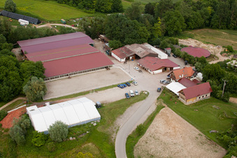 Haras de la Neée in Neewiller-près-Lauterbourg in the state Bas-Rhin, France seen from above