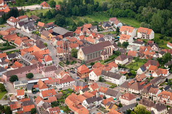 Seltz in the state Bas-Rhin, France from a drone