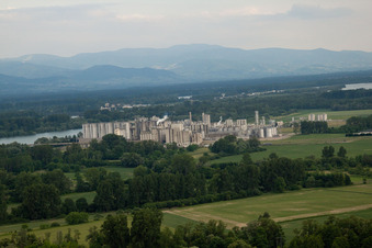Aerial view of Dow Chemical in Beinheim in the state Bas-Rhin, France