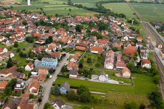 Rœschwoog in the state Bas-Rhin, France from above