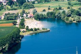 Beach at the Johanneswiesen quarry lake in Jockgrim in the state Rhineland-Palatinate, Germany