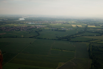 Gambsheim in the state Bas-Rhin, France from above
