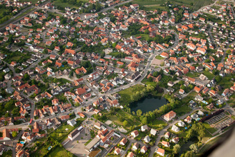 Aerial view of Village view in Kilstett in the state Bas-Rhin, France