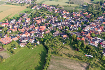 Aerial view of Village view in the district Linx in Rheinau in the state Baden-Wurttemberg, Germany