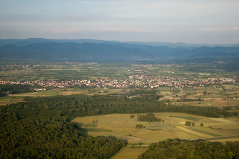 From the west behind the A5 in the district Urloffen in Appenweier in the state Baden-Wuerttemberg, Germany