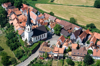 Old Town area and church Hinterstaedtl in the Ludwigstrasse in Jockgrim in the state Rhineland-Palatinate