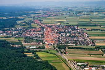 Aerial view of City view from the east in Kandel in the state Rhineland-Palatinate, Germany